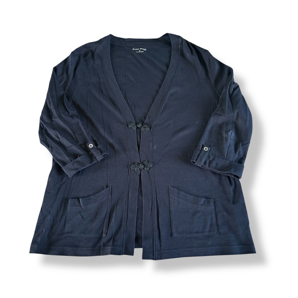 [Studio Works] Black Cardigan w Fastening Detail